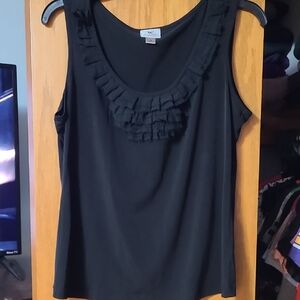 Worthington Elegant Black Ruffle Tank Top